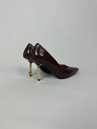 Décolleté in pelle marrone
