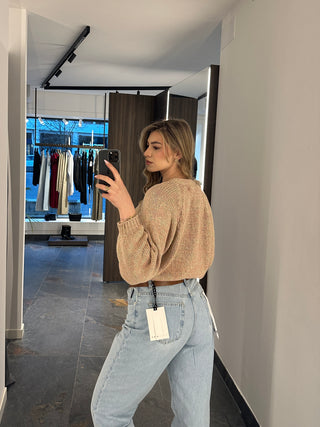 Cardigan in lurex con bottoni gioiello
