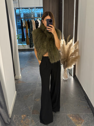 Gilet smanicato ecofur a collo alto