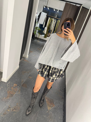 Maglia manica lunga a campana grigio