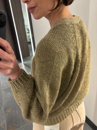 Cardigan in lurex oro