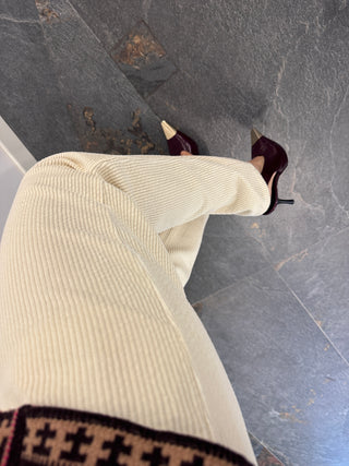 Pantalone in velluto bianco