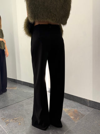 Pantalone palazzo con pinces nero