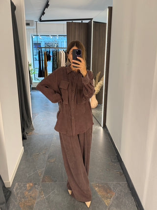 Camicia in cupro marrone