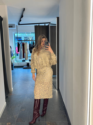 Gonna Longuette in paillettes beige