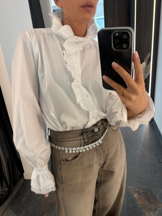 Camicia con rouches bianco