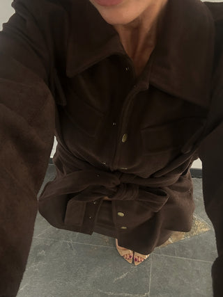 Giacca Giubbino scamosciato marrone