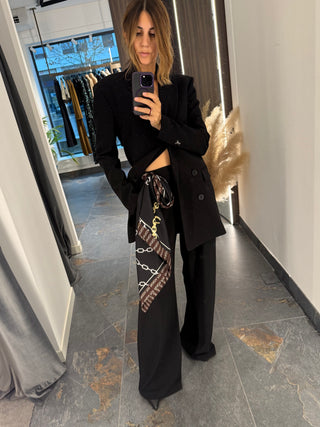 Pantalone palazzo con pinces nero
