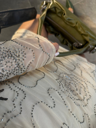 Abito mini in tulle e paillettes