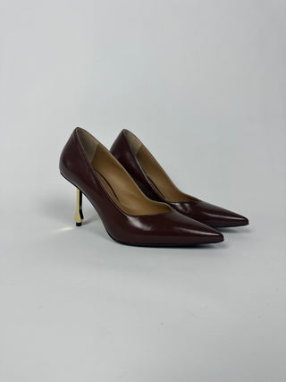 Décolleté in pelle marrone