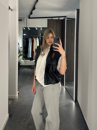 Gilet in ecopelle nero