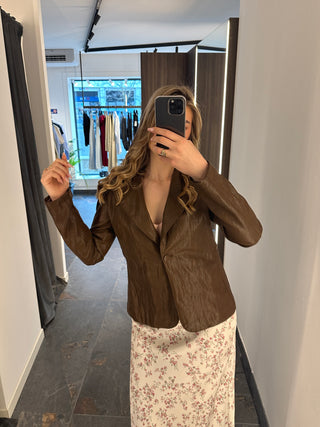 Giacca in ecopelle marrone