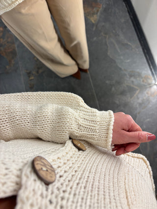 Cardigan in cotone burro