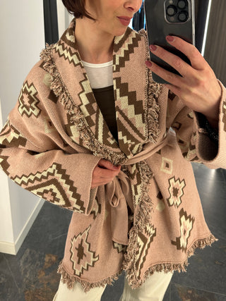Cardigan in Maglia rosa
