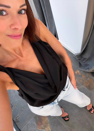 Top in satin nero