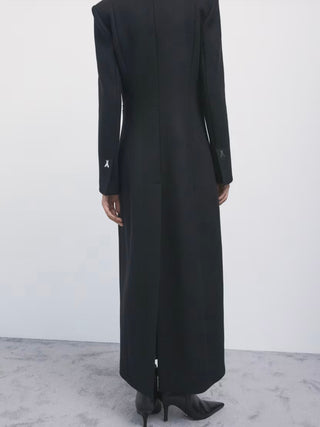 Cappotto lungo in misto lana nero