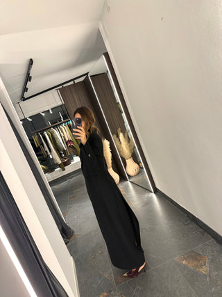 Cappotto lungo in misto lana nero