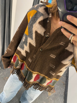 Giacca camicia etnic in lana