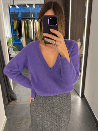 Maglione scollo a V in lana
