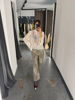 Pantalone 5 tasche maculato