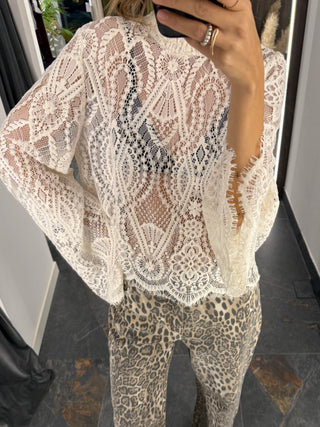 Camicia in pizzo bianco burro