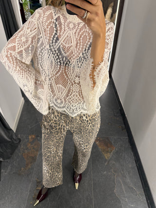 Pantalone 5 tasche maculato