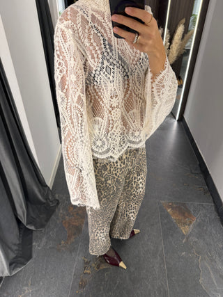 Camicia in pizzo bianco burro