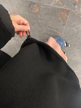 Giubbotto nero in lana con inserti