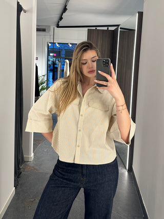 Camicia a righe Beige