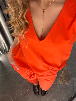 Top a camicia smanicato arancione