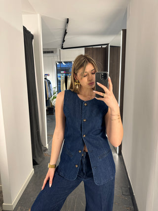 Gilet in jeans blu