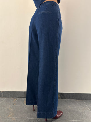 Pantalone a palazzo in jeans blu